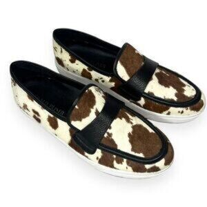 Donald Pliner Richie Haircalf Sneakers 10 Brown/White Leather Cow Print Loafers
